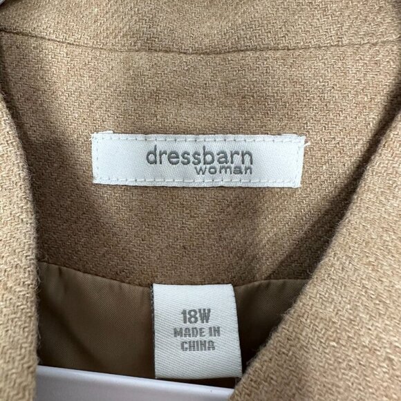 Dress Barn Vest Tan Floral Embroidered Wool Blend Lined Open Size 18W - Picture 8 of 12
